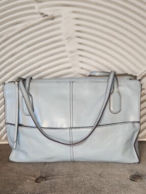 Hobo Friar Light Blue Leather Tote Handbag